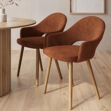 Burnt Orange and Oak - Upholstered Dining Chairs - Colbie