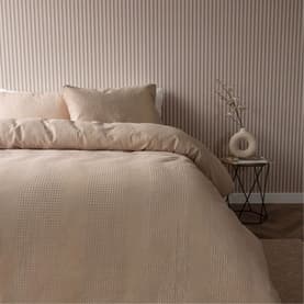 Waffle Stripe Duvet Set Latte