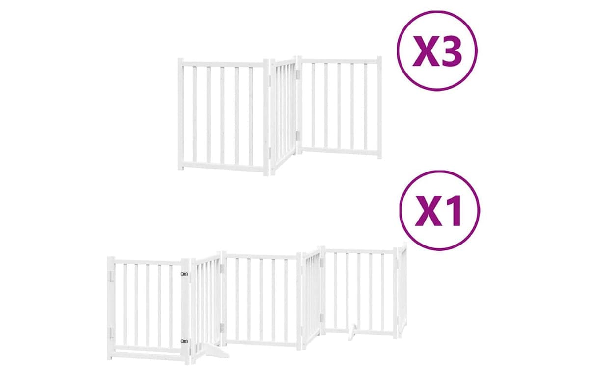 Vidaxl Dog Gate With Door Foldable 15 Panels White 750 Cm Poplar Wood