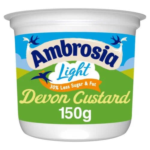 Ambrosia Light Low Fat & Reduced Sugar Custard Dessert Snack Pot 150g