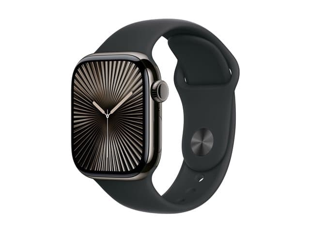 APPLE - Watch Series 10 (GPS + Cellular) - slate titanium - smart watch with sport band - black - 64 GB