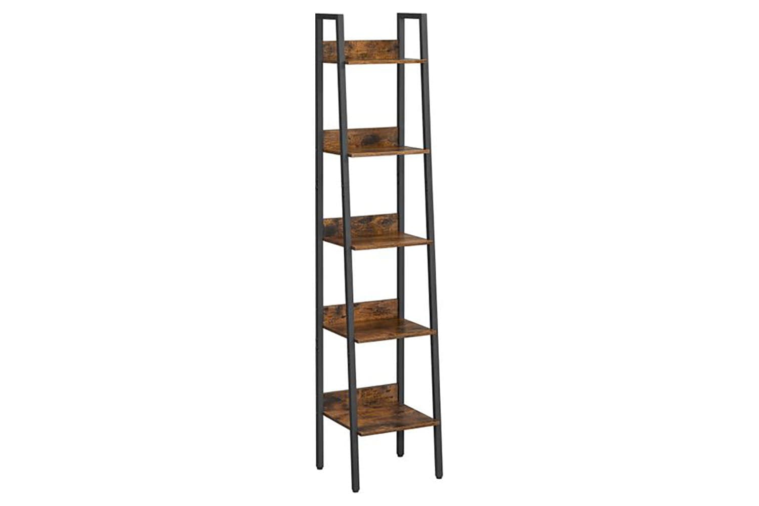 Vasagle Ladder Shelves | Narrow | 5 Shelves | Rustic Brown/Black