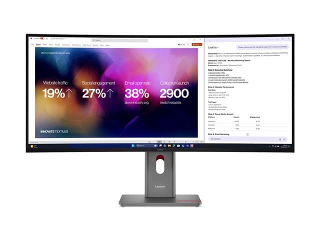 LENOVO - ThinkVision P40WD-40 - LED monitor - curved - 40" (39.7" viewable) - 5120 x 2160 5K @ 120 Hz - IPS - 400 cd/m² - 2000:1 - HDR10 - 4 ms - Thunderbolt 4, HDMI, DisplayPort - speakers - eclipse black
