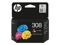 HP - 308 - Yellow, cyan, magenta - original - ink cartridge - for ENVY 6110e, 6120e, 6122e, 6130e, 6132e, 6520e, 6530e, 6532e