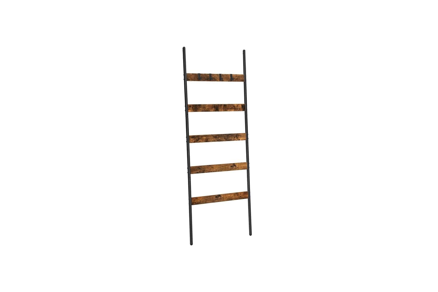 Vasagle 5-Tier Blanket Ladder Shelf | Rustic Brown and Black