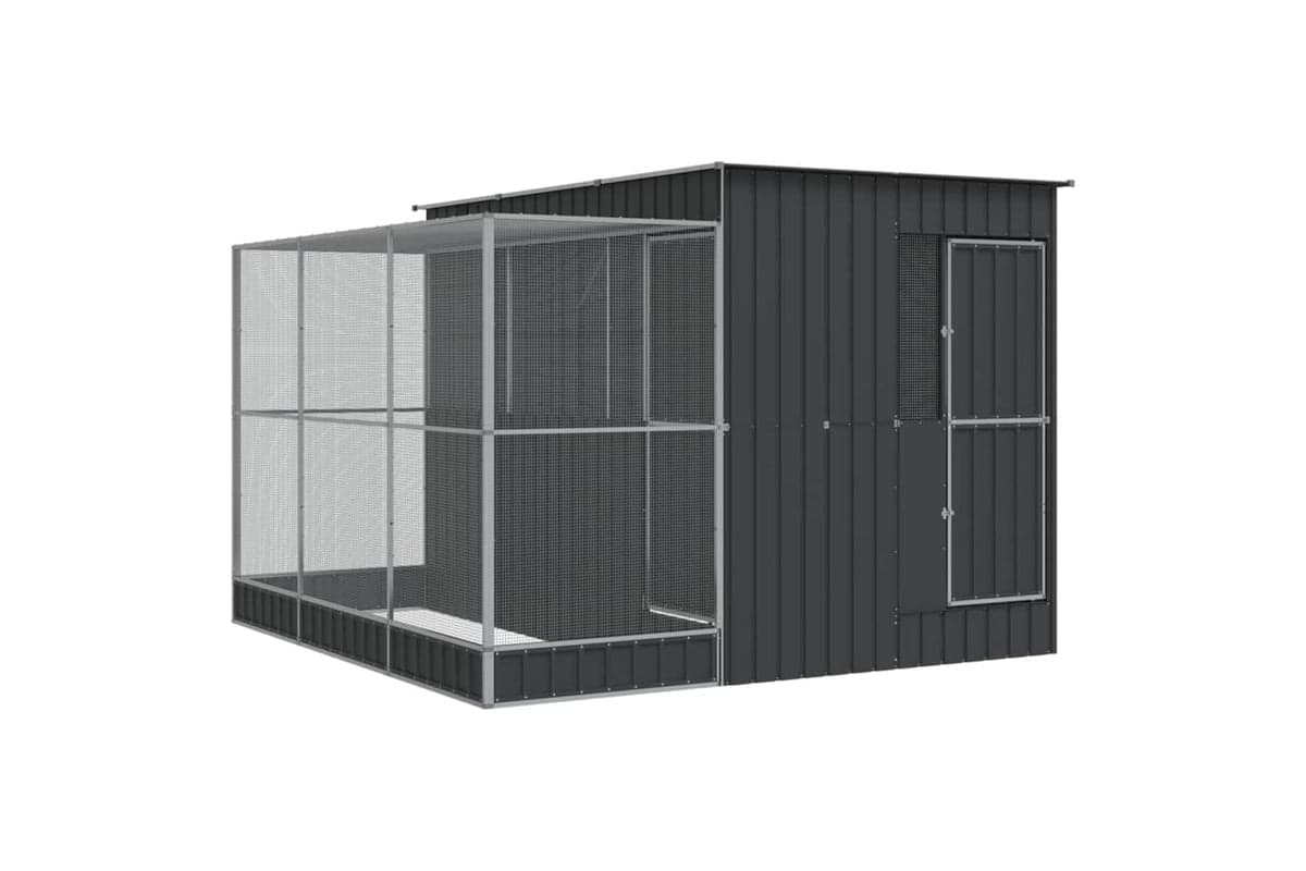 Aviary With Extension Silver 290x303x216 Cm Steel