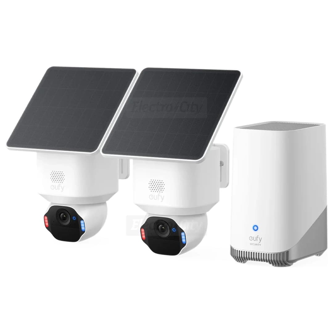 Eufy Security SoloCam E42 4K Solar Powered Smart Home Security Camera | 2 Camera Kit with HomeBase S380