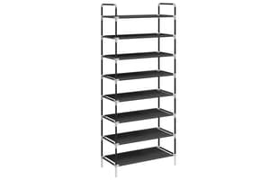 Vidaxl 245629 Shoe Rack With 8 Shelves Metal And Non-woven Fabric Black