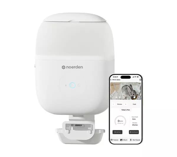 NOERDEN Hoppy Smart Small Animal Feeder with Camera - White