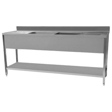 Refurbished Hamoki STSK-207 Heavy Duty Double Bowl Sink With Double Drainer 700mm Deep - Stainless Steel