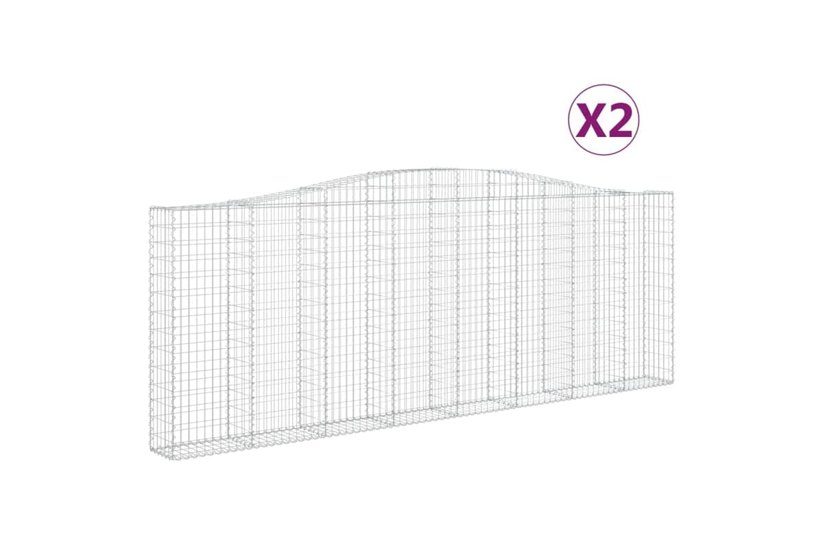 vidaXL 3145852 Arched Gabion Baskets 2 Pcs 400x30x140/160cm Galvanised Iron