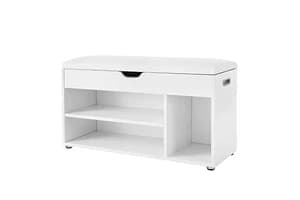 Vasagle LHS30W Padded Shoe Bench 3 Compartments | White