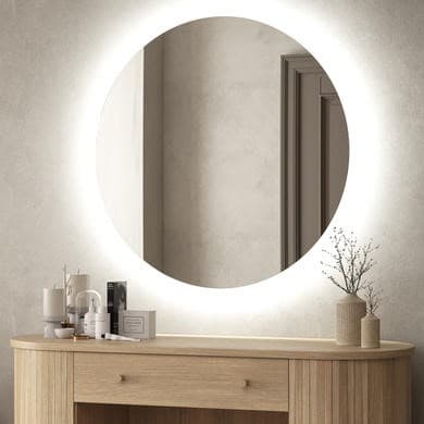 Elio Round Backlit Wall Mirror with Battery Operated Lights