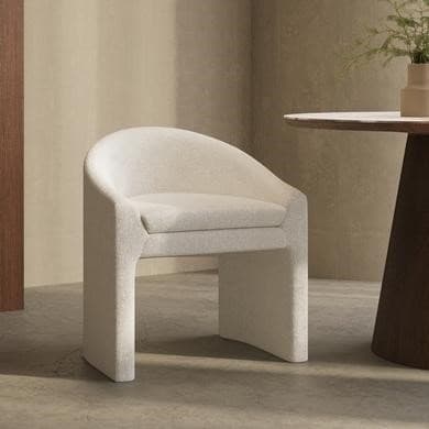 White Boucle - Upholstered Curved Tub Dining Chairs - Kelsey