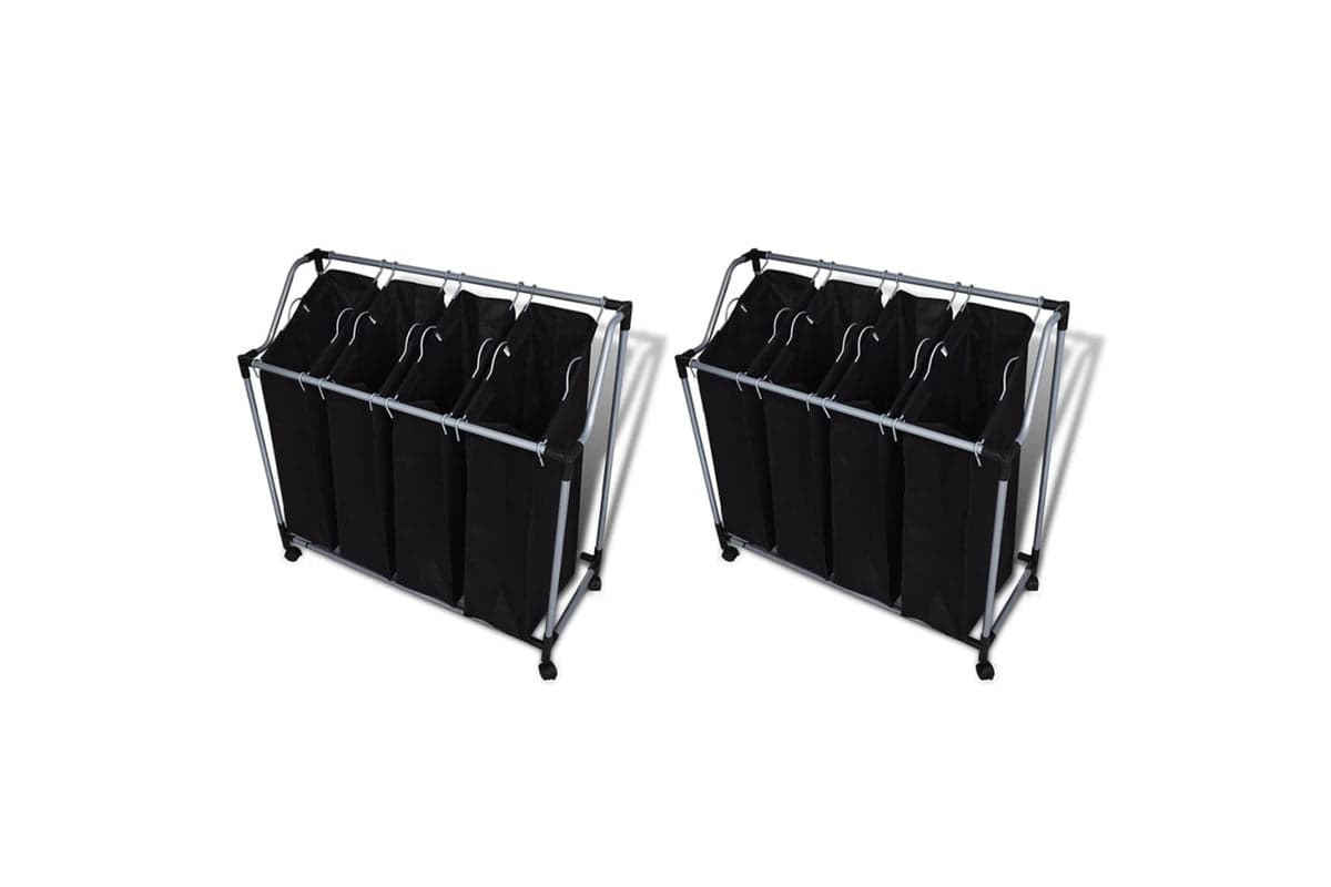 Vidaxl 276041 Laundry Sorters With Bags 2 Pcs Black And Grey