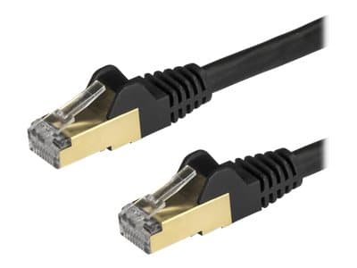STARTECH.COM - Startech 1m CAT6A Ethernet Cable, 10 Gigabit Shielded Snagless RJ45 100W PoE Patch Cord, CAT 6A 10GbE STP Network Cable w/Strain Relief, Black, UL Certified Wiring/TIA - Category 6A - 26AWG (6ASPAT1MBK) - patch cable - 1 m - black