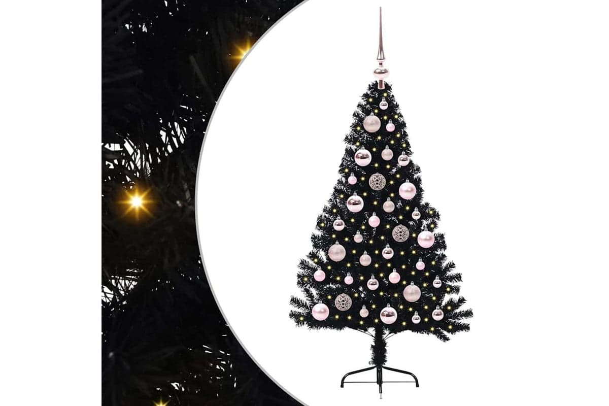 Vidaxl Artificial Pre-lit Christmas Tree Black 120 Cm Pvc