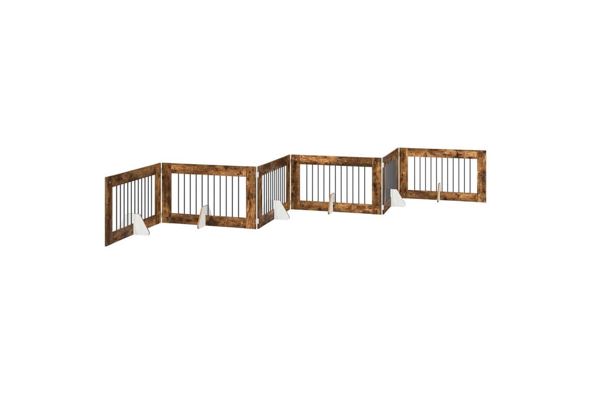 Vidaxl Foldable Dog Gate With Stands 6 Pcs Smoked Oak 602 Cm
