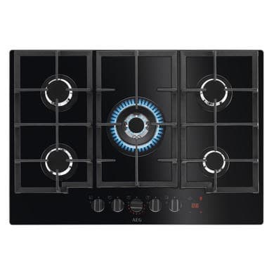 AEG 8000 Series 74cm 5 Burner Gas on Glass Hob - Black