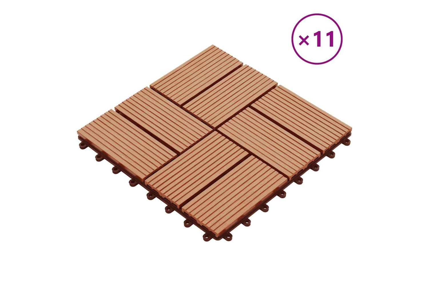 vidaXL 45032 11 Pcs Decking Tiles Wpc 30x30cm 1 Sqm Teak Co