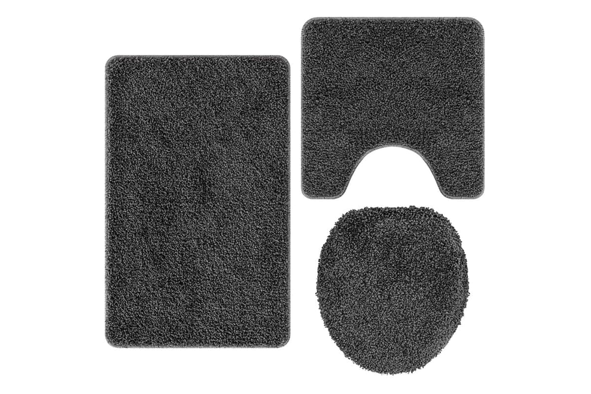 Anti-slip Bath Mat Set 3 Pcs Dark Grey Pp