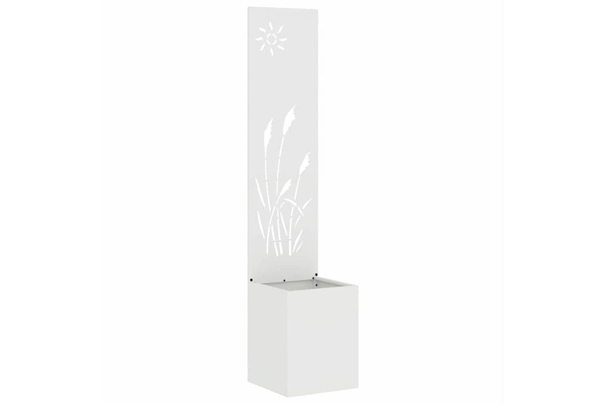 Garden Privacy Screen White 32 X 140 Cm Cold-rolled Steel