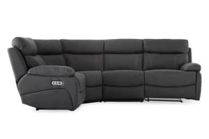Hardy Small Corner Sofa | USB | Power Recliner | Grey