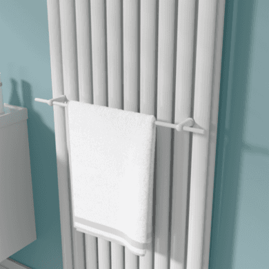 White Designer Towel Holder for Steel & Electric Radiators - 620mm