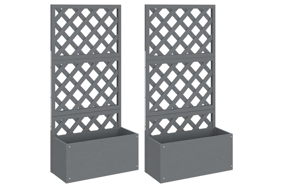 vidaXL 3154899 Trellis Planters 2 Pcs Grey 65x33x135cm Wpc
