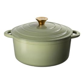 26cm Cast Iron Sage Green Round Casserole