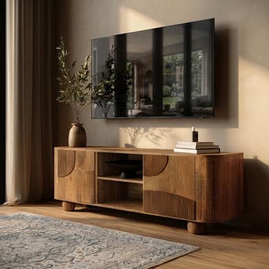 Large Mango Wood TV Stand with Storage - TV's up to 70" - Ivan