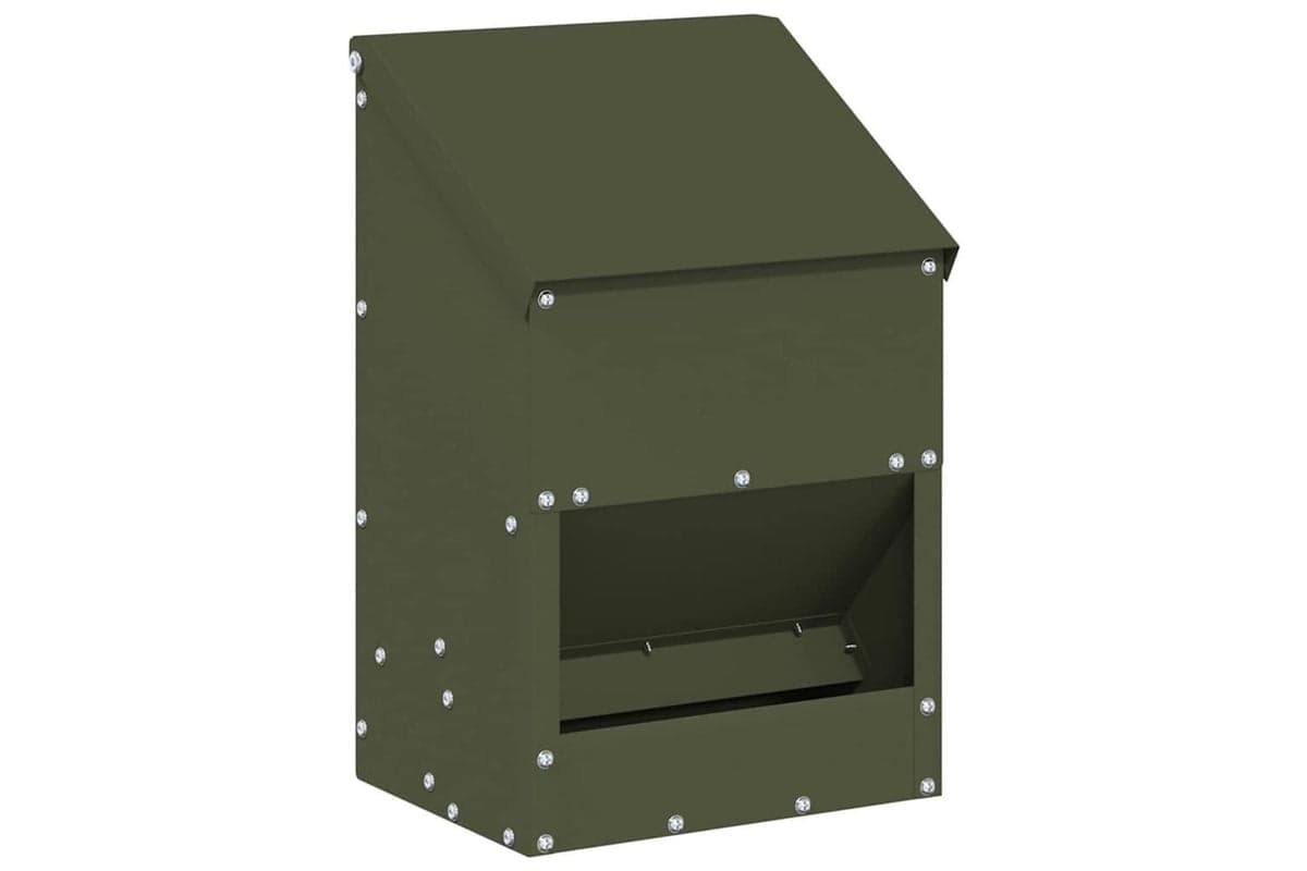 Vidaxl Chicken Feeder Olive Green 21 X 16 X 33 Cm Cold-rolled Steel