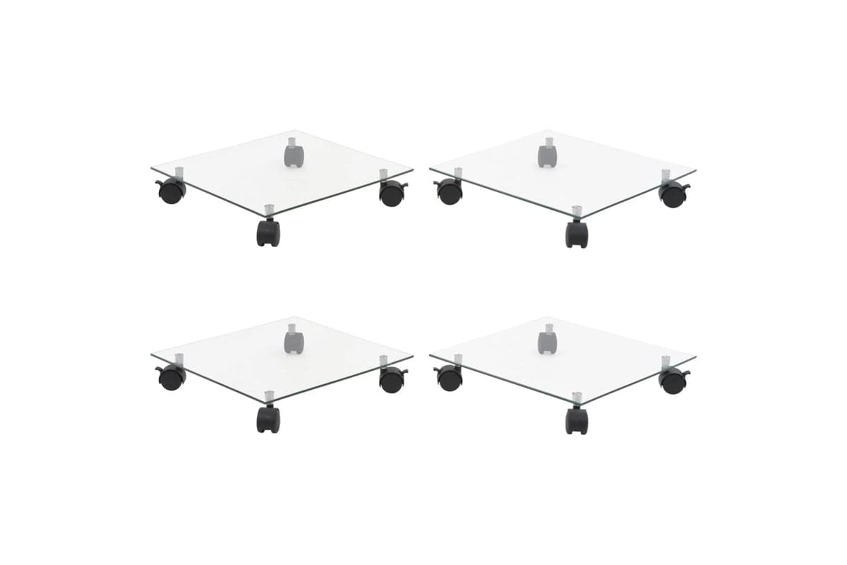 vidaXL 3144027 Plant Rollers 4 Pcs 35x35cm Tempered Glass Square