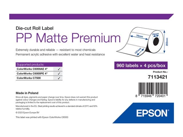 EPSON - Premium - die cut labels - matte - 3840 label(s) - 76 x 127 mm