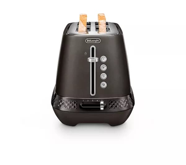 DELONGHI Diadema CTV3003.BK 4-Slice Long Toaster - Brushed Steel Black