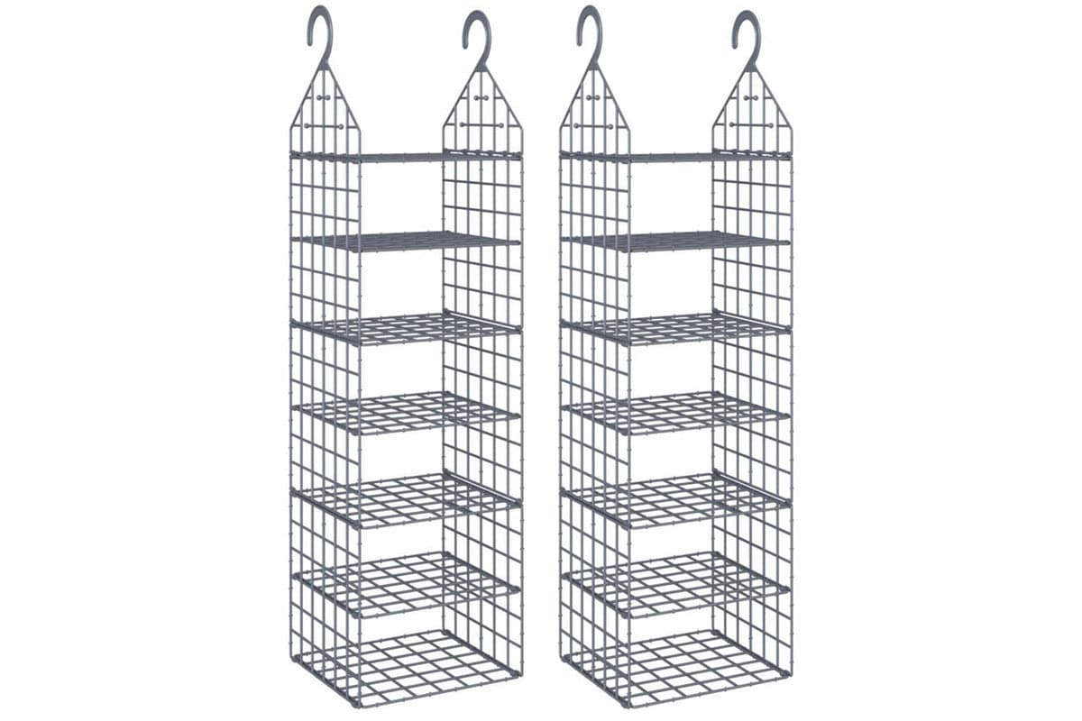 Vidaxl 3102980 Hanging Closet Organiser With 7 Shelves 2 Pcs