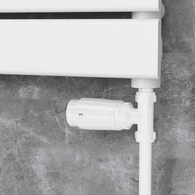 Elego White Modern TRV Straight Thermostatic Radiator Valves With Lockshield