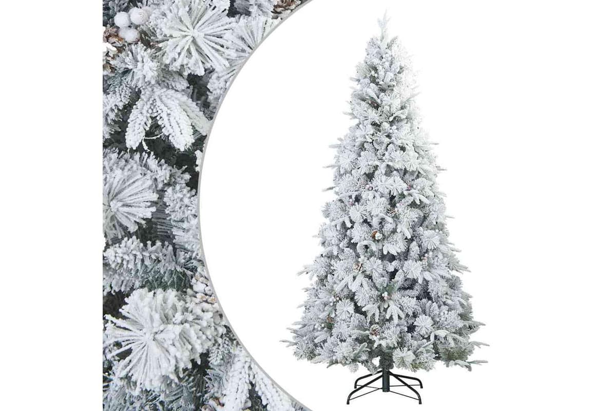 Vidaxl Artificial Hinged Christmas Tree Snow Flocked White 240 Cm