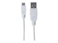 MANHATTAN - USB-A to Micro-USB Cable, 1.8m, Male to Male, 480 Mbps (USB 2.0), Hi-Speed USB, White, Lifetime Warranty, Polybag - USB cable - USB to Micro-USB Type B - 1.8 m
