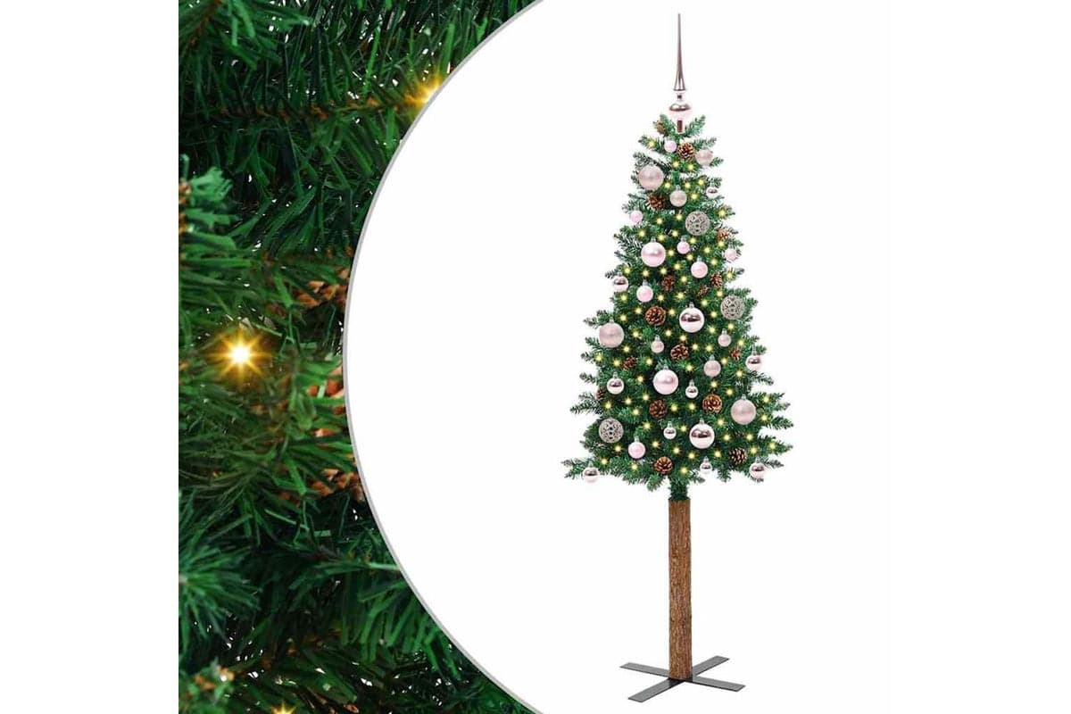Vidaxl Slim Christmas Tree Green 150 Cm Pvc And Solid Pine Wood
