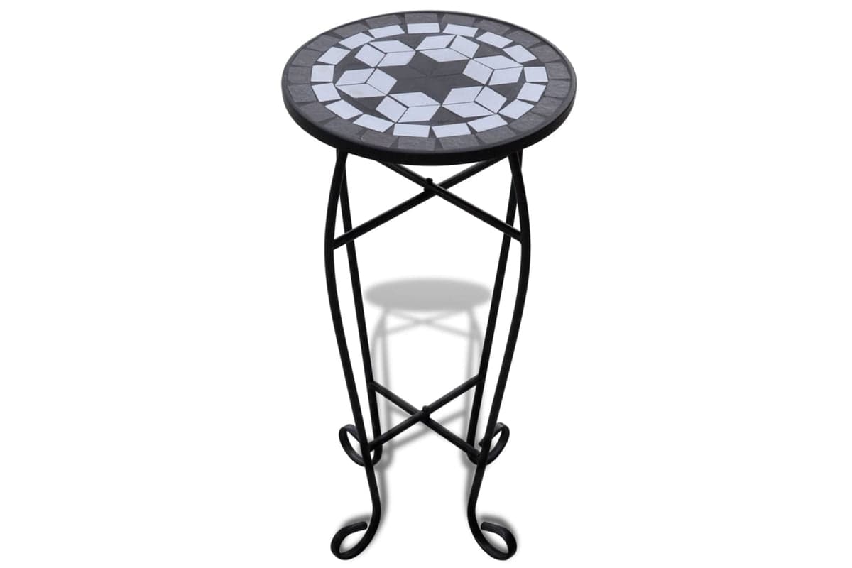 Vidaxl 41129 Mosaic Side Table Plant Table Black White