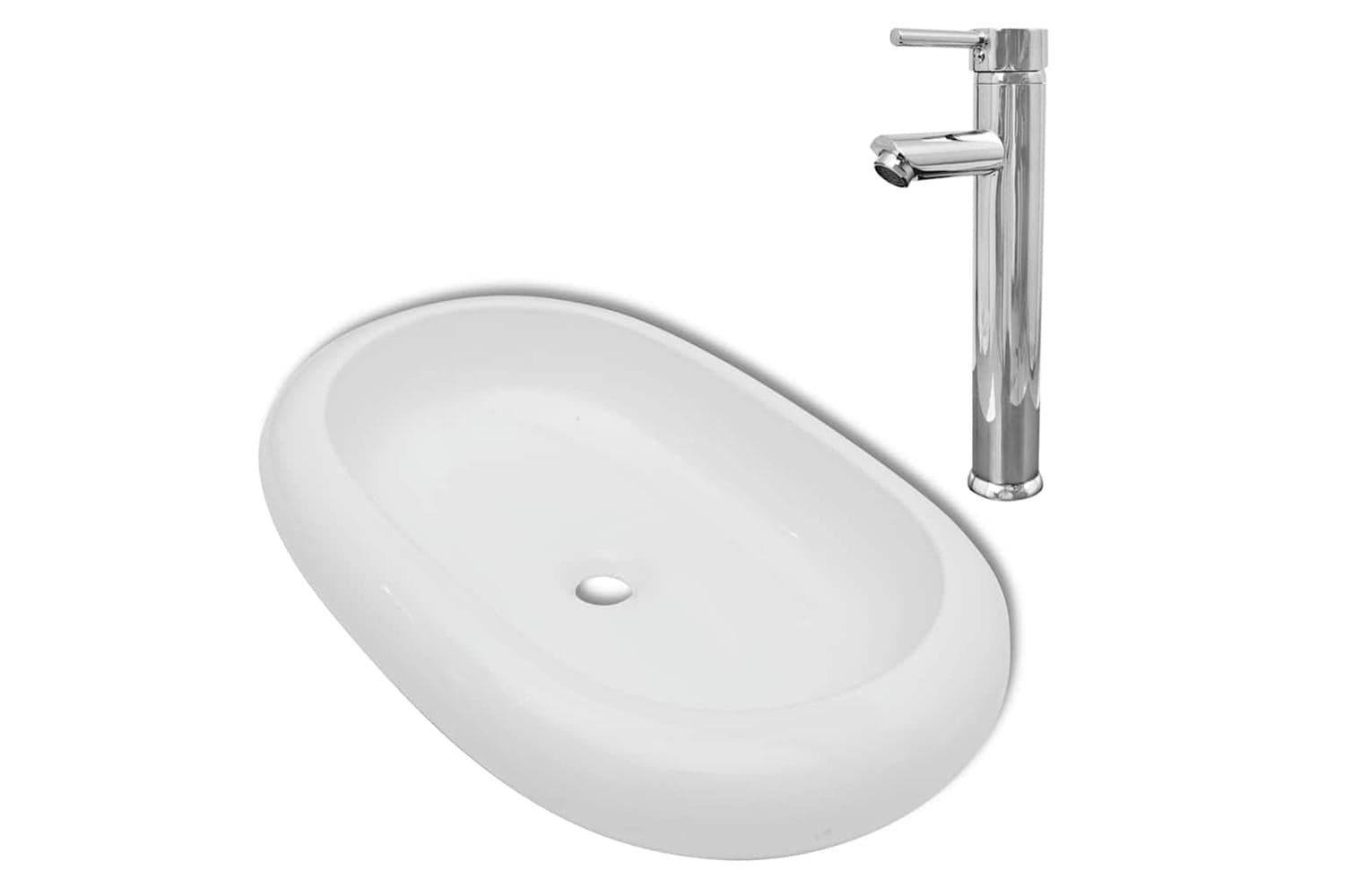 Vidaxl 275496 Bathroom Basin With Mixer Tap Ceramic Oval White