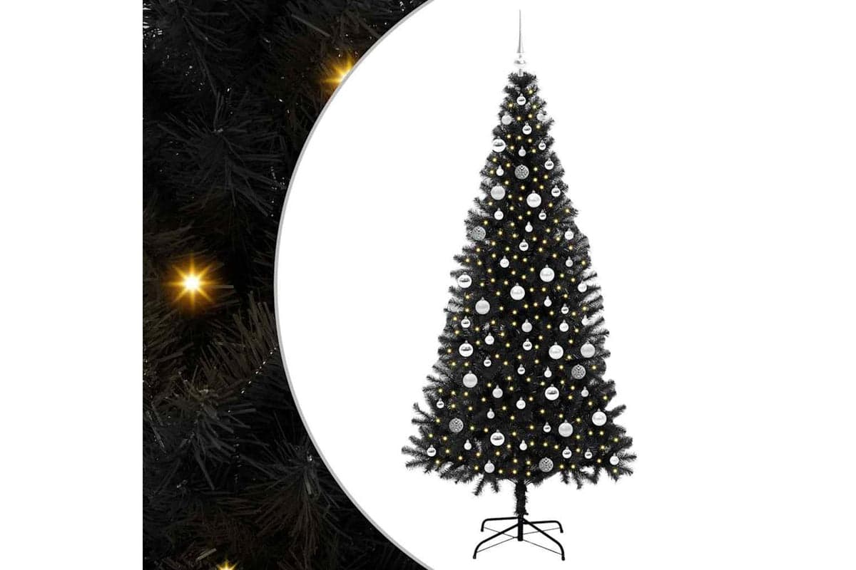 Vidaxl Christmas Tree With 300 Leds With Stand Black 210 Cm Pvc