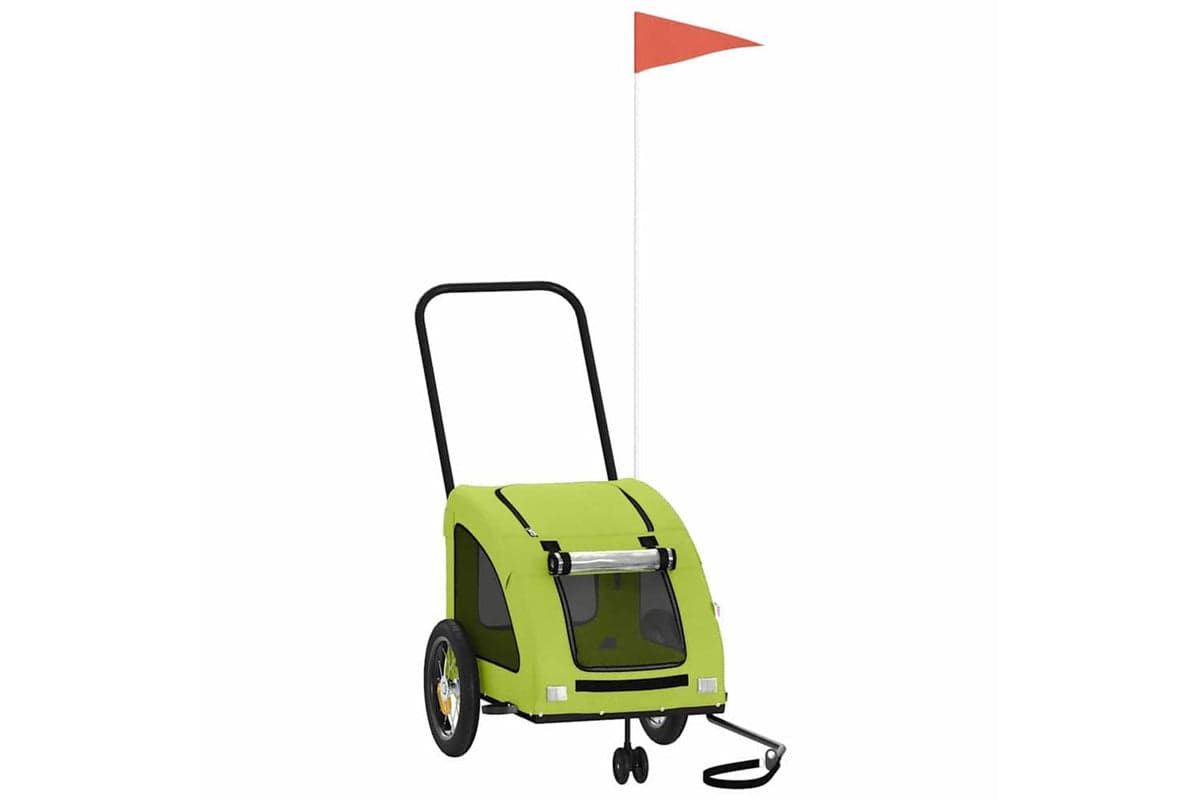 Vidaxl Pet Bike Trailer Green Oxford Fabric And Iron