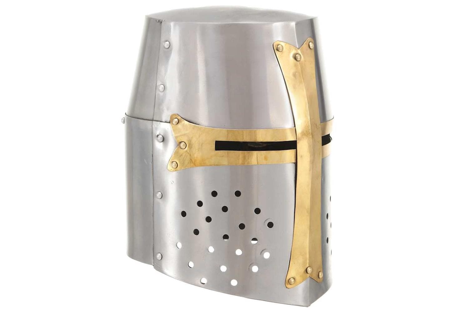Vidaxl 286206 Medieval Crusader Knight Helmet Replica Larp Silver Steel