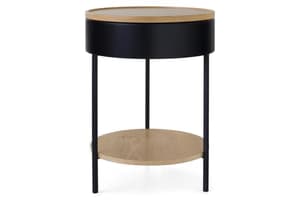 Hazel Round Beside Table | Black/Natural