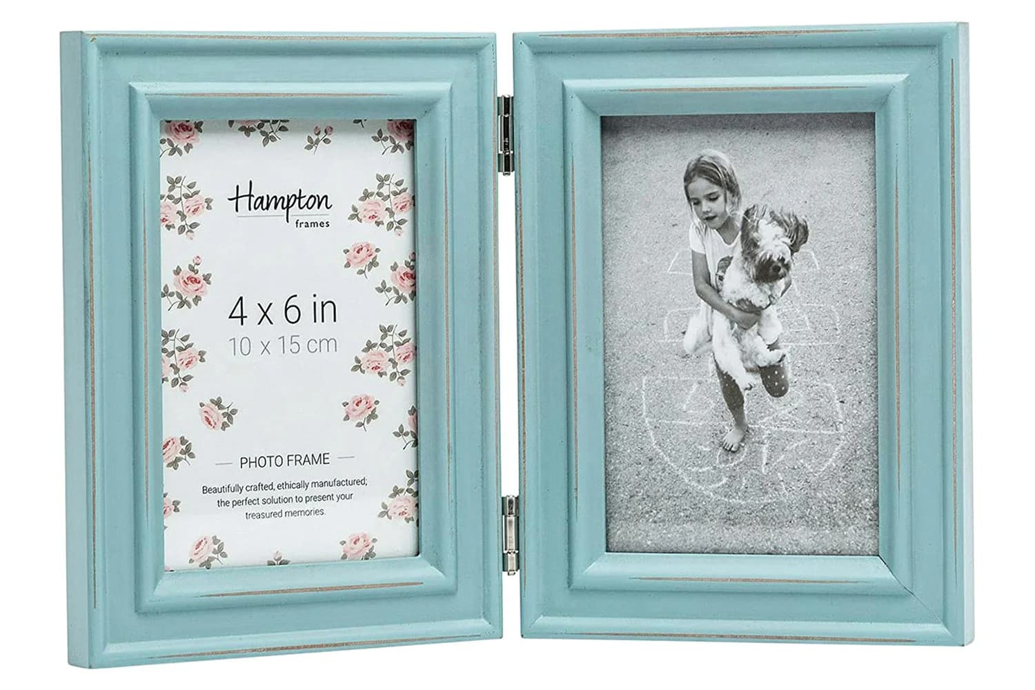 Paloma 6x4" Hinged Double Photo Frame | Blue