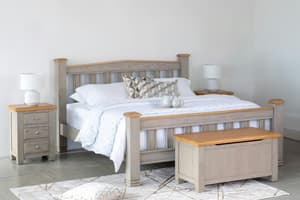 Lancaster Bed Frame | King | 5ft | Aged Grey/Oak