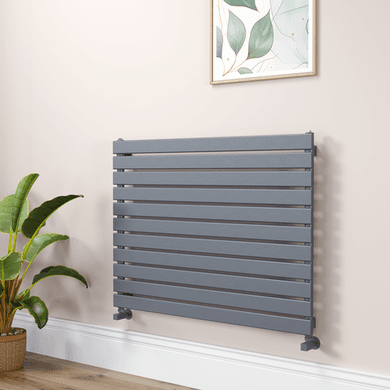 Riace Linea Dark Grey Anthracite Flat Designer Radiator 770x1000mm Single Panel 2973 BTU - Horizontal Bars