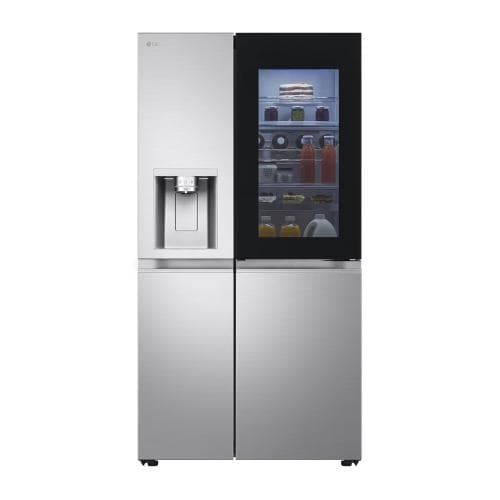 LG            407/221LITRE INSTAVIEW AMERICAN FRIDGE FREEZER - NON PLUMBED ICE AND WATER - BRUSHED STEEL
